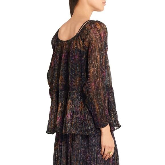 Mes Demoiselles Katarina Crinkle Printed Sheer Blouse - Picture 2 of 8